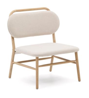 Kave Home Fauteuil 'Helda' Chenille en eikenhout, kleur Beige