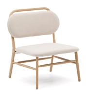 Kave Home Fauteuil 'Helda' Chenille en eikenhout, kleur Beige