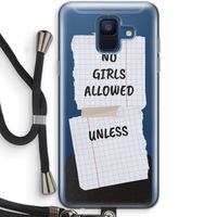 No Girls Allowed Unless: Samsung Galaxy A6 (2018) Transparant Hoesje met koord