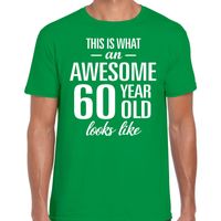 Awesome 60 year / 60 jaar cadeau t-shirt groen heren