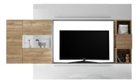 TV-wandmeubel set Vinito in hoogglans wit met eiken - thumbnail