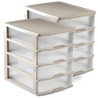 2x stuks ladeblok/bureau organizer met 4 lades taupe/transparant L 35,5 x B 27 x H 35 cm - thumbnail