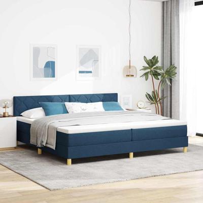 Boxspringbed met matras met matras Blauw 200 x 200 cm Stof