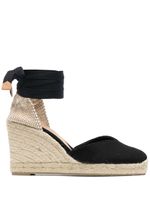 Castañer espadrilles compensées à bride cheville nouée - Noir