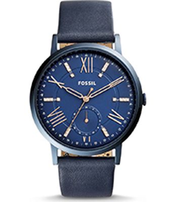 Horlogeband Fossil ES4109 / Rotor Leder Blauw 20mm