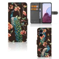 OPPO Reno 8 Lite | OnePlus Nord N20 | Telefoonhoesje | Met pasjeshouder | Pauw met Bloemen