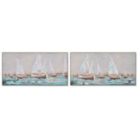 Schilderij Home ESPRIT Wit Turkoois Jacht Mediterrane 120 x 3,8 x 60 cm (2 Stuks)