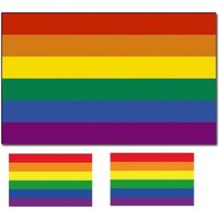 Regenboog vlag 90 x 150 cm met twee gratis regenboog stickers - thumbnail