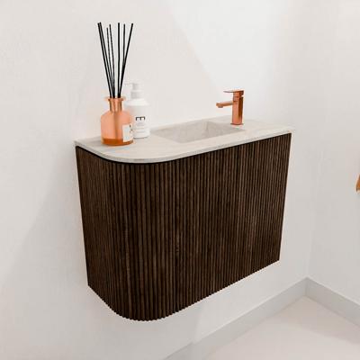 Toiletmeubel Mondiaz Joya Dlux | 51.6 cm | Meubelkleur Walnut | Faye wastafel Ostra Wasbak Rechts | 1 kraangat
