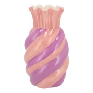 Bloemenvaas Sweety - boeket vaas - keramiek - roze/paars - 13 x 23 cm