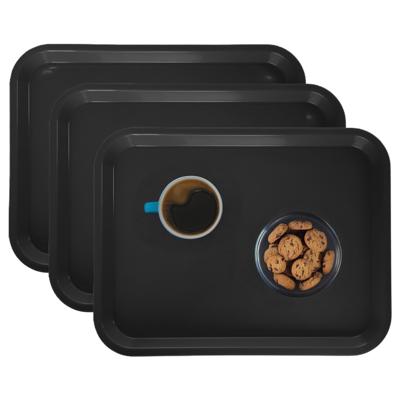 Horeca dienblad - 3x - zwart - 35 x 27 cm - Serveerbladen voor glazen en kopjes