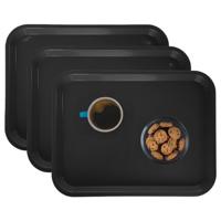 Horeca dienblad - 3x - zwart - 35 x 27 cm - Serveerbladen voor glazen en kopjes