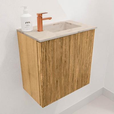Toiletmeubel Mondiaz Joya Dlux | 40 cm | Meubelkleur Oak | Faye wastafel Frappe Wasbak Rechts | 1 kraangat