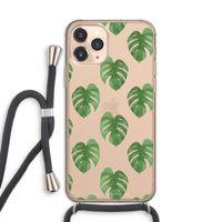 Monstera leaves: iPhone 11 Pro Transparant Hoesje met koord