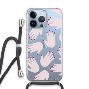 Hands pink: iPhone 13 Pro Transparant Hoesje met koord