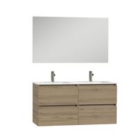 Tiger Loft dubbel badmeubel met spiegel en witte wastafel 120cm chalet eiken