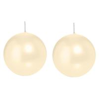 Trend Candles Bolkaars glad - 2x - creme wit - 8 cm - 25 branduren - ronde kaarsen