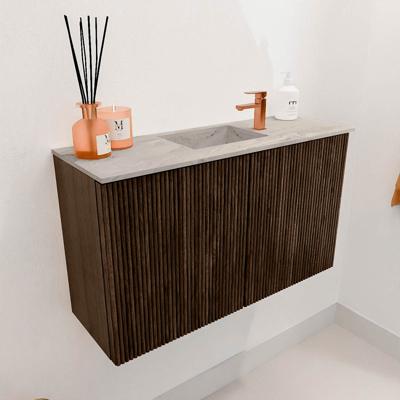 Toiletmeubel Mondiaz Joya Dlux | 70 cm | Meubelkleur Walnut | Faye wastafel Glace Wasbak Midden | 1 kraangat
