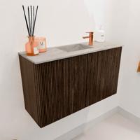 Toiletmeubel Mondiaz Joya Dlux | 70 cm | Meubelkleur Walnut | Faye wastafel Glace Wasbak Midden | 1 kraangat