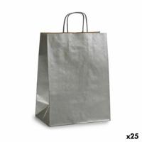 Papieren Zak 24 x 12 x 40 cm Zilverkleurig (25 Stuks)