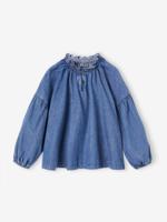 Luchtige denim meisjesblouse middenblauw Luchtige denim meisjesblouse middenblauw
