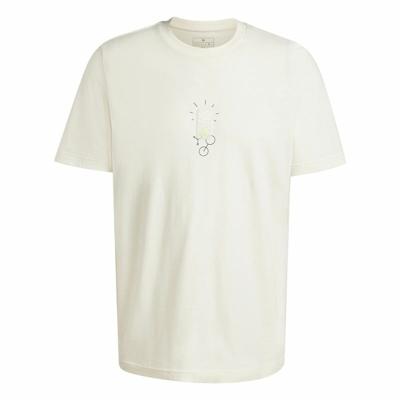 Heren-T-Shirt met Korte Mouwen Adidas Molded Linear Wit Natuurlijk - Maat: L