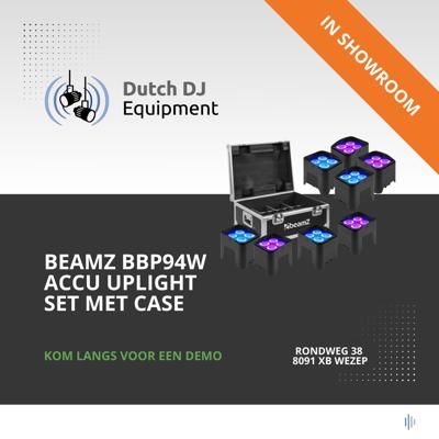 Beamz 8x BBP94W accu Uplight in flightcase