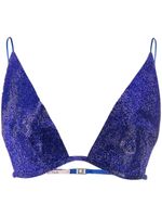 Nuè brassière en soie à ornements strassés - Bleu - thumbnail