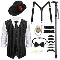 Retro vintage Roaring jaren '20 Jaren 1920 Outfits Hesje Vest Panamahoed Accessoireset The Great Gatsby Heer Voor heren Modieus Kerstmis Schoolfeest Festival Das Lightinthebox - thumbnail