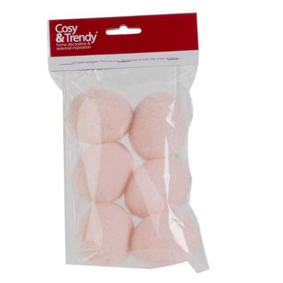 Cosy & Trendy Paaseieren - 6x stuks - roze - 6 cm - kunststof - paasversiering - paasdecoratie
