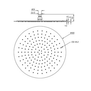 Ufo Luxe Hoofddouche Rond 400Mm Ultra Plat Chroom