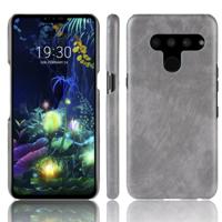 Schokbestendige Litchi textuur PC + PU beschermhoes voor LG V50 ThinQ 5G (grijs)