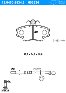 Remblokkenset, schijfrem ATE, u.a. für Renault, Dacia