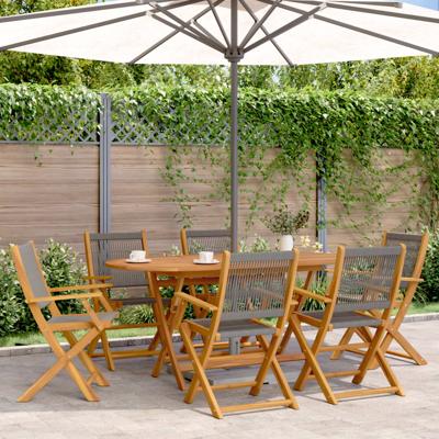 Tuinstoelen 6 st inklapbaar massief acaciahout grijs