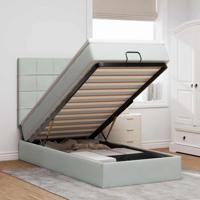 Ottoman bed met matrassen 90x200cm fluweel lichtgrijs