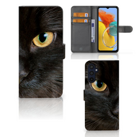Samsung Galaxy M14 Telefoonhoesje met Pasjes Zwarte Kat