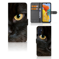 Samsung Galaxy M14 Telefoonhoesje met Pasjes Zwarte Kat - thumbnail