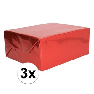 3x Metallic rood cadeaupapier folie 70 x 150 cm