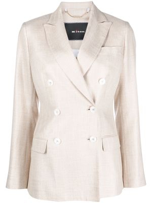 Kiton blazer en soie à boutonnière croisée - Tons neutres