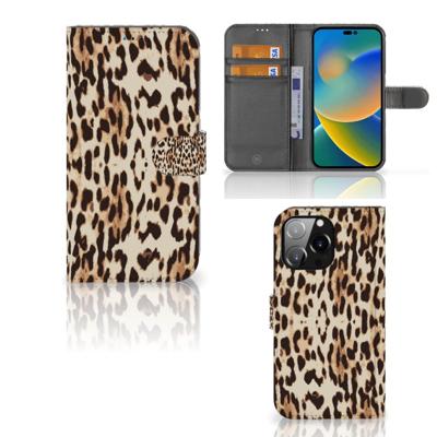 iPhone 14 Pro Max | Telefoonhoesje | Met pasjeshouder | Leopard