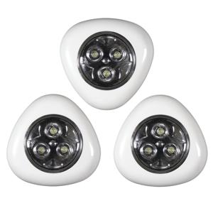 LED Druklampjes set van 3x - wit - touch - zelfklevend