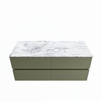 MONDIAZ VICA-DLUX 120cm badmeubel onderkast Army 4 lades. Inbouw wastafel CLOUD links 1 kraangat, kleur Glace.