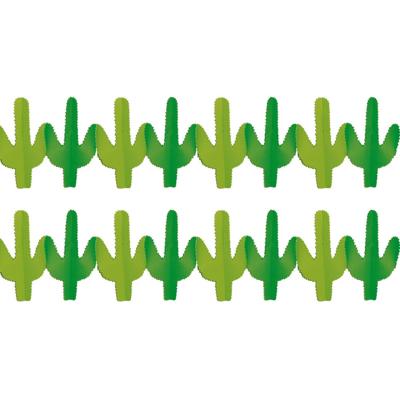 Mexicaanse Western Cactus thema - 2x stuks - feest slingers - 300 cm - Papier - Brandvertragend