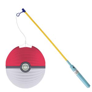 Pokemon lampion - rood - D25 cm - papier - met lampionstokje - 50 cm