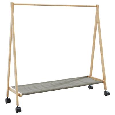 Kledingrek met schappen en wielen 106x34x106,5 cm bamboe
