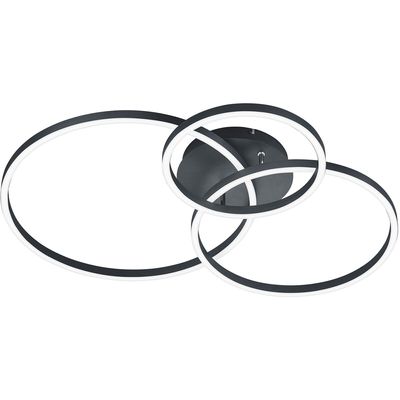 LED Plafondlamp - Plafondverlichting - Trion Winton - 28W + 10W - Aanpasbare Kleur - Dimbaar - Rond - Mat Zwart - Aluminium