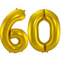 Folat Folie ballonnen - 60 jaar cijfer - goud - 86 cm - leeftijd feestartikelen - versiering