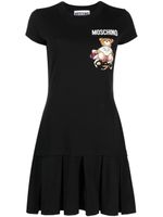 Moschino logo-print pleated short dress - Noir - thumbnail