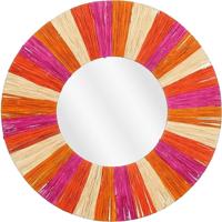 Wandspiegel?bohemian - rond - roze/oranje - zeegras - Dia 58cm