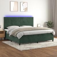 Boxspring met matras en LED fluweel donkergroen 200x200 cm